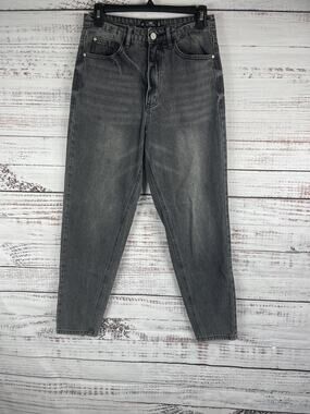 Riot High Rise Mom Jeans Women's 4 Gray Tapered Leg Distressed Denim Pants